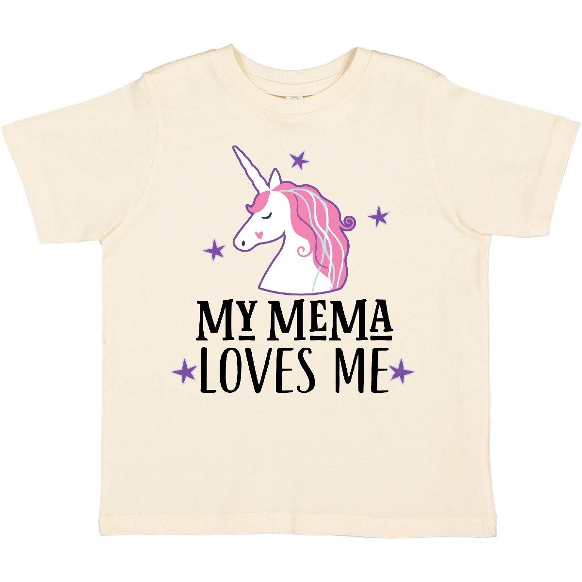 Inktastic My Mema Loves Me Girl Unicorn Toddler kids boys T-Shirt Childs Grandchild Child 130
