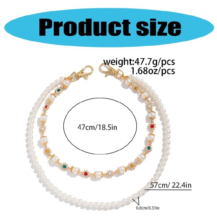Double Layered Pearls Flower Pants Chain for Adult Unisex Trousers Chain Decorative Wallet Chain Stylish Waist Ornament