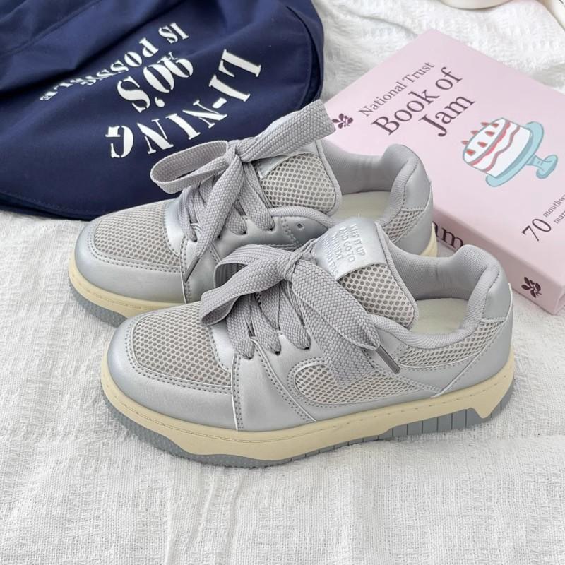 Summer Mesh Breathable Skateboard Shoes Women's 2025 New Popular Thick-soled Original Niche Bread Shoes Sports and Leisure Shoes