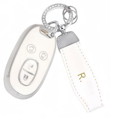 [YANMW] Alto Schlüsselhülle Kompatibel Suzuki Wagon R Stingray Schlüsselhülle Lukes Smart Key Hülle Solio Schlüsselanhänger, silberweiß