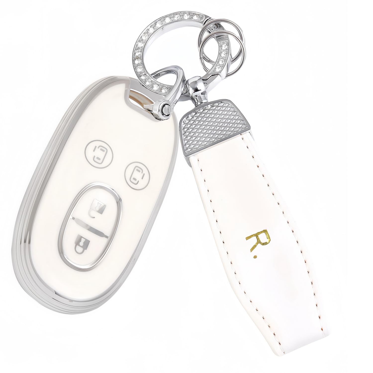 

[YANMW] Alto Key Case Compatible Suzuki Wagon R Stingray Key Cover Lukes Smart Key Case Solio Key Holder, silver white key case белый