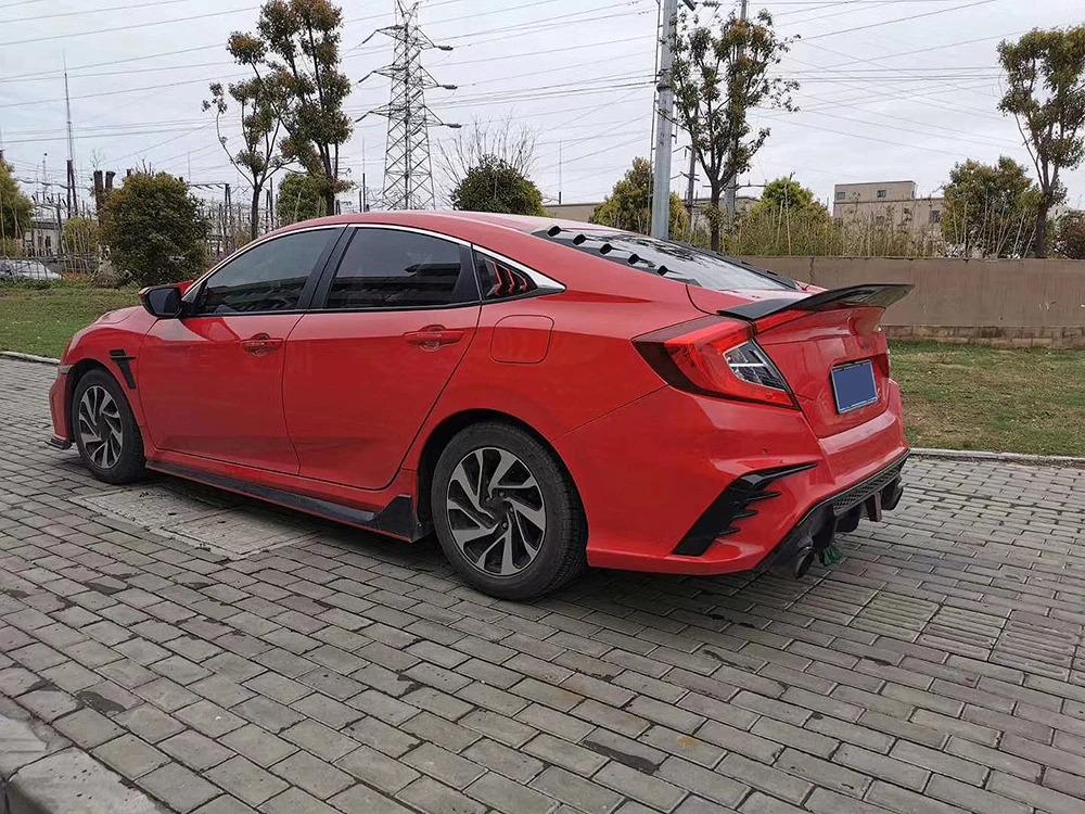 Compatible Rear Spoiler for 2016-2020 Tenth Gen Civic R-Style, Large Ducktail Wing, No-Drill Required