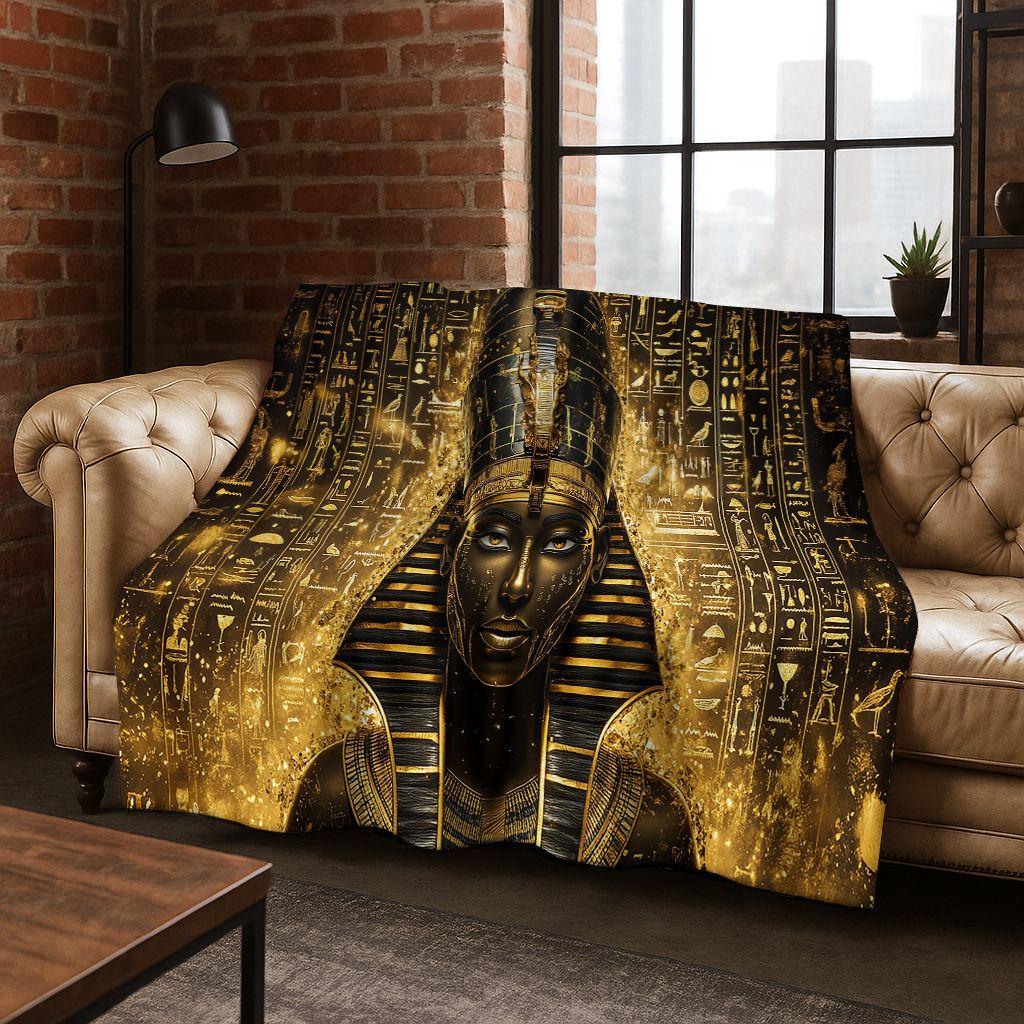 Ancient Egyptian Gods Dead Anubis Pharaoh Tutankhamun Mask Flannel Blanket,Cozy Soft Throw Blanket for Home Bedroom Bed Sofa Kid
