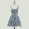 Women's Floral Strappy Evening Gown with Small Train - Perfect for Beach Vacations