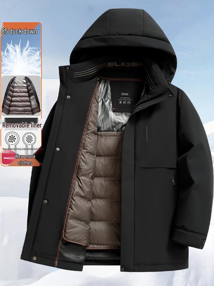 

Men s Multi-Wear Winter Down Jacket: Thick, Warm, Business Casual, with Detachable Inner Liner for Middle-Aged and Elderly. 4XL/195 (recommended for 93-100 kg)