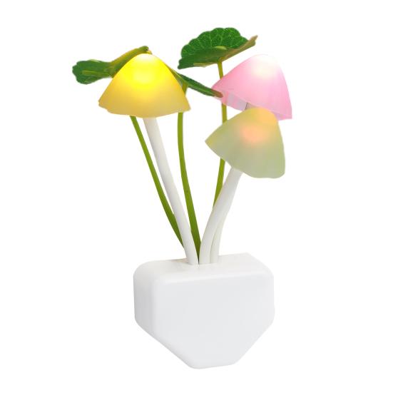 US EU zásuvkový adaptér LED noční lampa Discolor Light Sense Control Mushroom Lamp