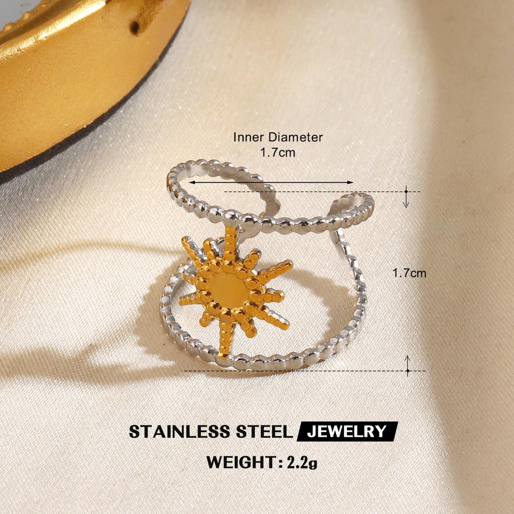 Vintage Gold Silver Color Flower Leaf Rings for Women Stainless Steel Irregular Chain Heart-Shaped Starfish Rings Jewelry Gifts