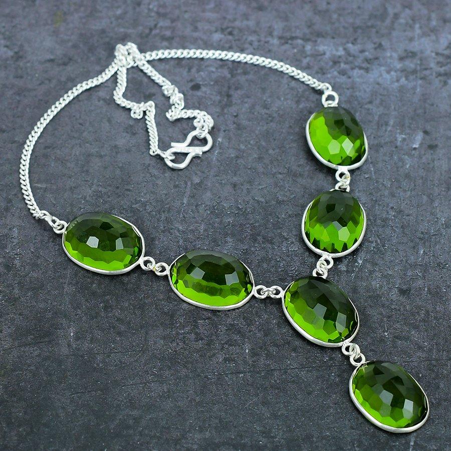 Peridot Ädelsten 925 Sterling Silver Smycken Halsband 18"