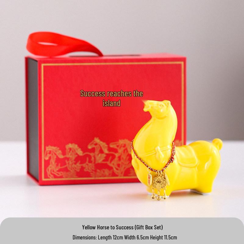 Ceramic Cultural Horse Ornament: Creative New Year & Spring Festival Gift, High-End Business Souvenir
