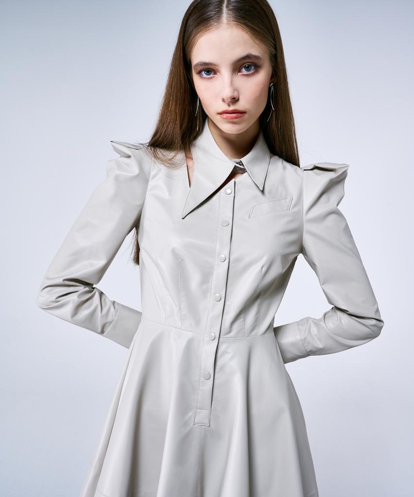 Kwajipyuliti Vegan Leather Flare Dress