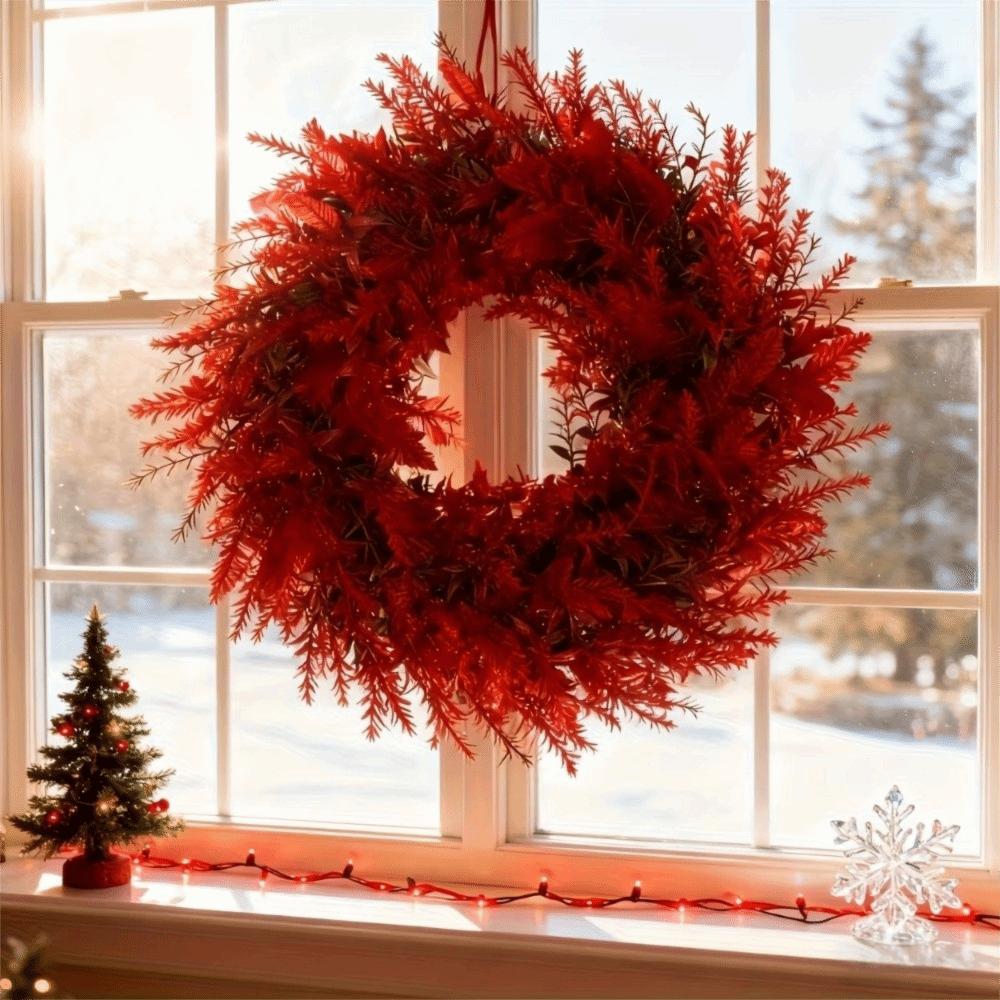 Bright Red Christmas Wreaths Purely Handmade Christmas Hanging Garland Outdoor Door
