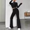 2 ks/sada Podzim Zima Dámské Top Kalhoty Set Polovysoký límec Dlouhé Rukávy Mikina Slim Fit Vysoká