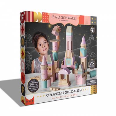Toytron FAO Schwarz Pink Wooden Castle Block Set 75pcs