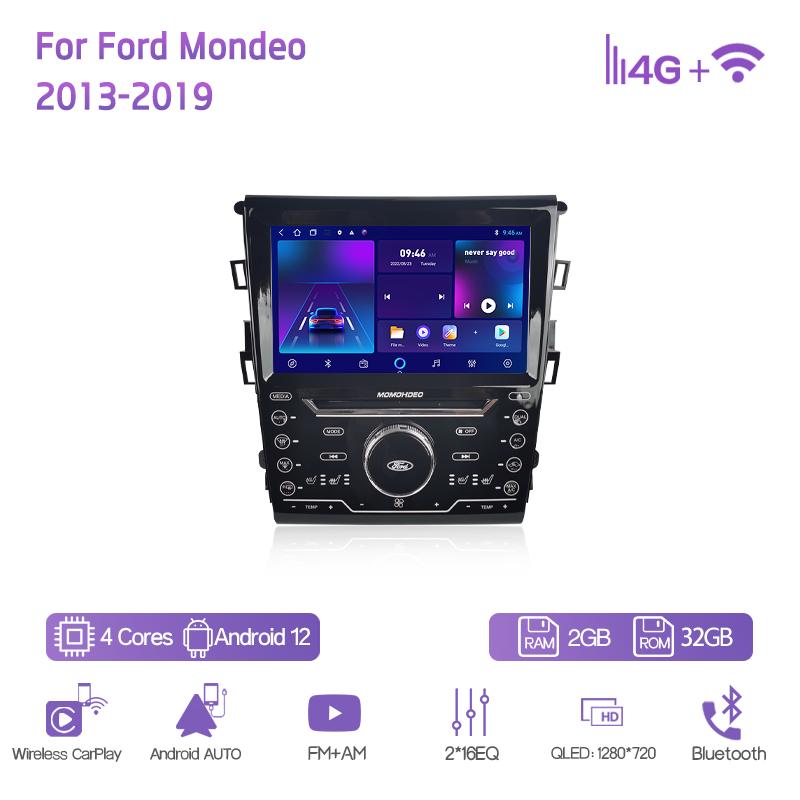 9" Car Multimedia Video Player For Ford Mondeo 2013-2019 GPS Navigation Radio Android12 8+128G 8Core CarPlay 4G Host 360 Camera
