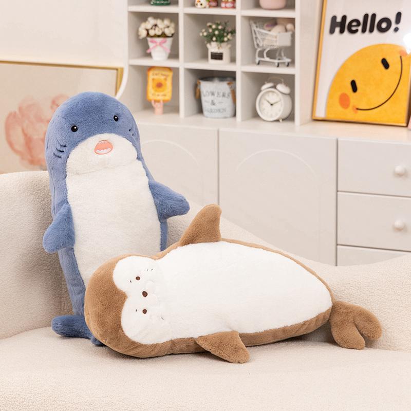 70cm Cute Shark Plush Toy Narwhal Stuffed Animal Fish Soft Seal Doll Whale Sleep Pillow Kawaii Gift for Kid Girl Boys