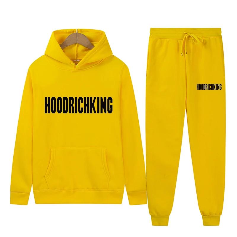 Męska i damska wiosenna polarowa odzież sportowa Męska i damska codzienna bluza z kapturem Garnitur dla par Jogging Modny sweter Czarny S-3XL