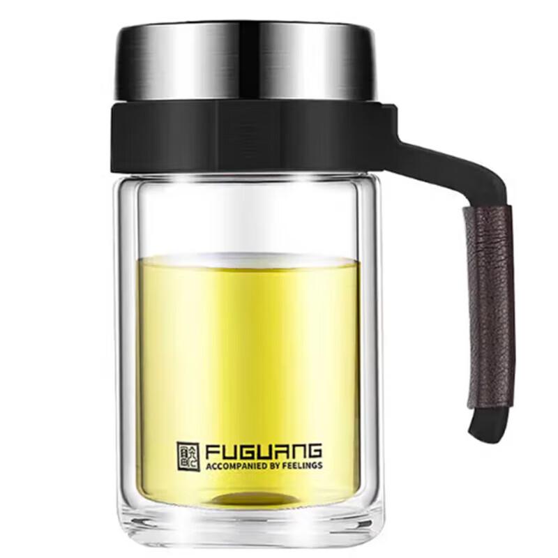 Двухстенная стеклянная кружка FUGUANG с фильтром из нержавеющей стали 304