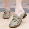 New Summer Genuine Leather Sandals Round Toe Hollow Women's Slippers Outerwear Cool Breathable Fashion Slippers