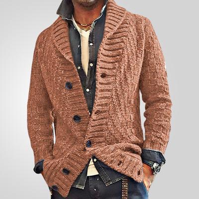 New Versatile Autumn And Winter Cardigan Men'S Retro Knitted Sweater Jacket Long Sleeved Heavy Jacquard Sweater