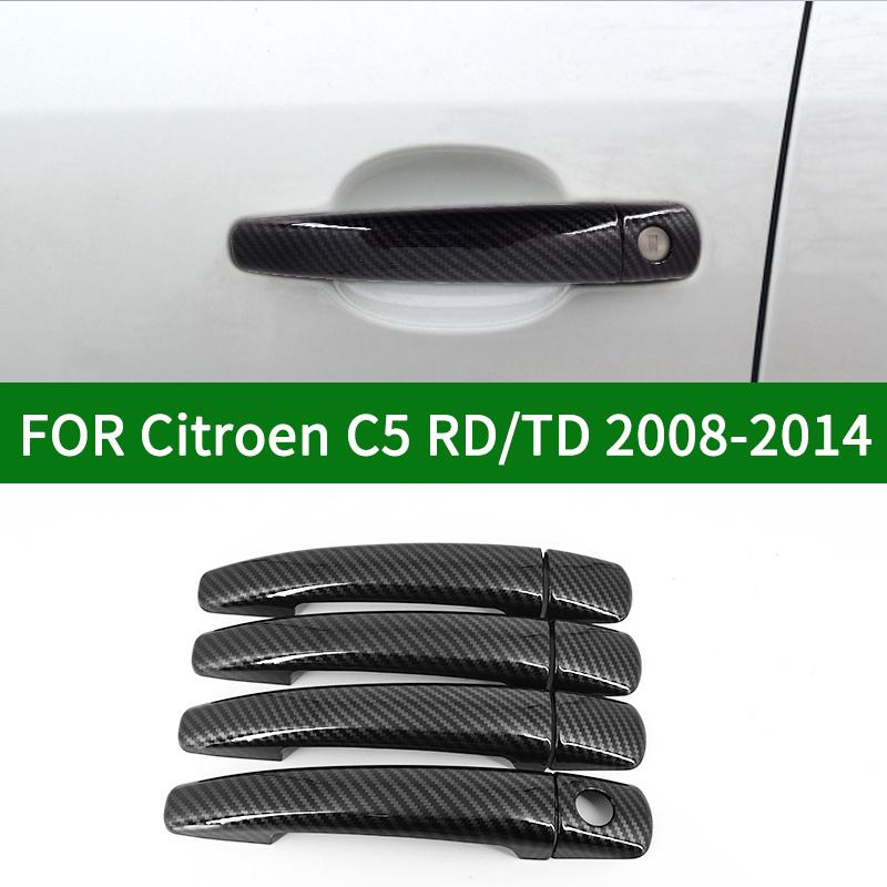 For Citroen C5 RD/TD 2008-2014 Accessory carbon fibre pattern car side door handle covers trim 2009 2010 2011 2012 2013
