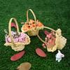 Basket For Flowers Rustic Basket with Handle Portable Miniature Woven Desktop Ornament For Garden Home Outdoor Wedding Farmhouse