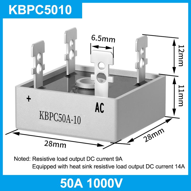 

5A10A15A25A30A50A KBPC BR Серії Випрямний Міст Стек 4-контактний Квадратний Міст Ультразвукова Зарядка Однофазний Випрямний Міст KBPC 5010 50A