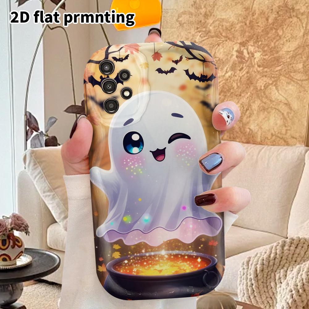 Phone Case: 2D Flat Samsung Galaxy A34 A35 M05 M06 S20 S22 S21 FE Plus 5G Protective Case, Couple Style, Cartoon Ghost, Christmas and Halloween Gift