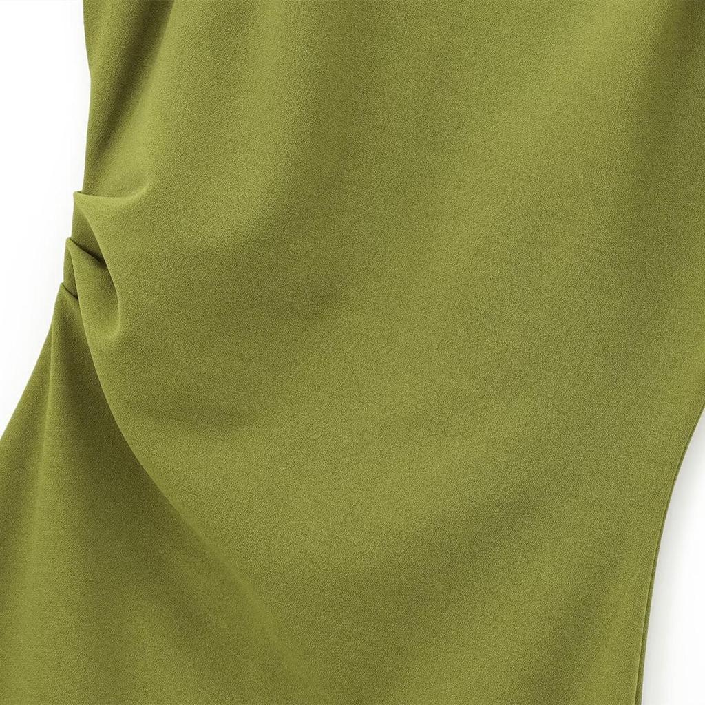 2025 Spring Women's Slim Stand-Up Collar Dress with Padded Shoulders and Waist-Cinching Design