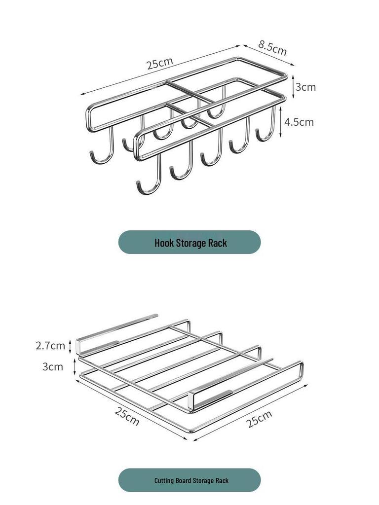 Stainless Steel Kitchen Storage Rack: Hanging Organizer with Cabinet Baskets & Paper Towel Holder