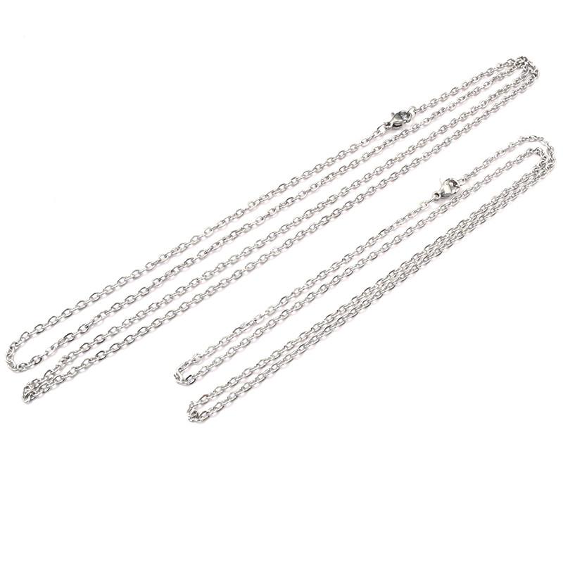 ( No Fade ) 5pcs /lot 3x2mm Man Women Chain Necklace 316L Stainless Steel O Link Pendant Necklace Fashion Jewelry 50CM 70CM Long