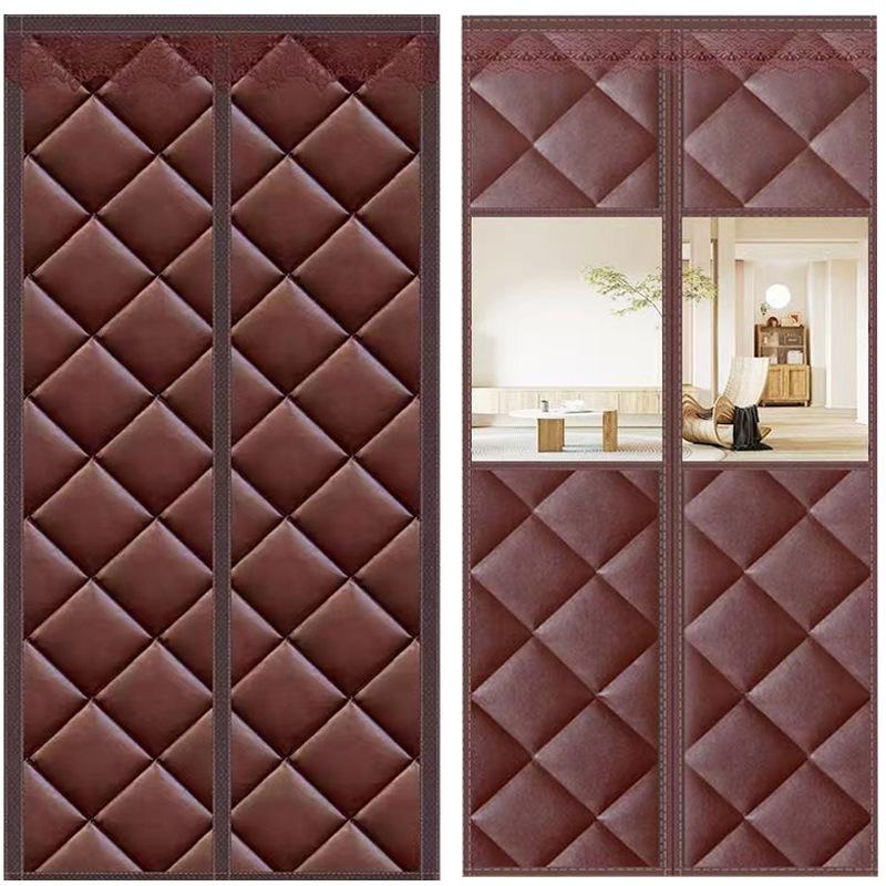 Thickened Windproof Cotton Door Curtain for Winter Home Insulation Magnetic Windbreak Curtain with No-Drill Installation