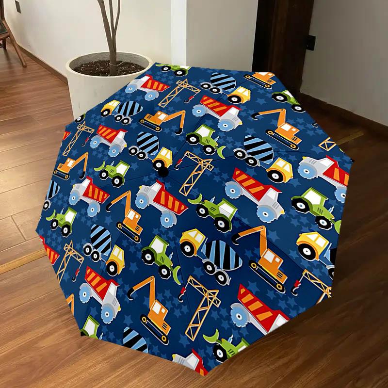1PC Construction vehicles Umbrella-8-Rib Reinforced, Automatic Open, Lightweight & Durable, Cute Fashion Accessory for Outdoor-T397