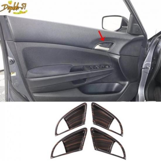 Matte Wood Grain Interior Door Bowl Cover Trim Decor For Honda Accord 08-2012