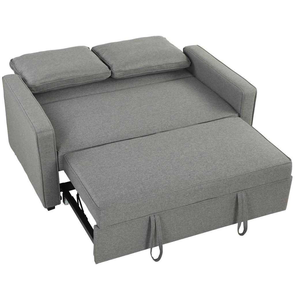 Double Sofa Bed Click Clack Sofa Bed Pull Out Bed with Adjustable Backrest for Living Room and Bedroom Grey