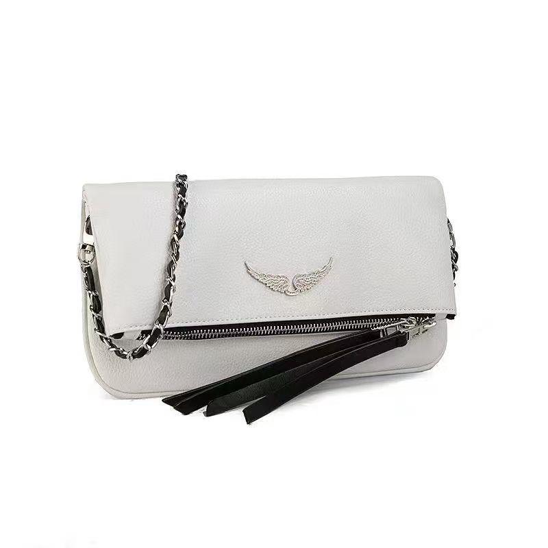 ZV French Exquisite Women's Winged Chain Crossbody Bag: Elegant Envelope Shoulder Bag for Ladies.