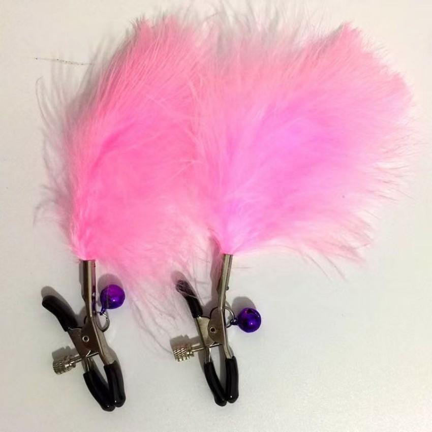 Adult Fun Feather Milk Clip Loosen Adjustable Female Nipple Massage SM Bondage Flirting Double Peak Clip Waterproof Sex Toys