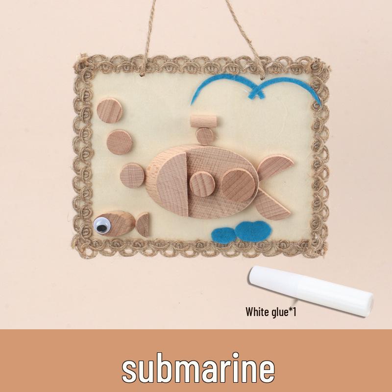 Dziecięcy zestaw do samodzielnego wykonania ramki na zdjęcia z naturalnego plastra drewna