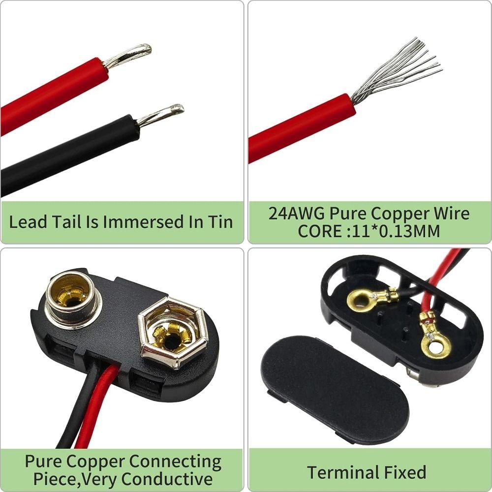 10Pcs Snap on Battery Holder Clip I / T Type Cable Battery Connector Cable  Wire Tools