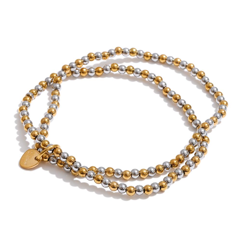 Yhpup Handmade Beads Jewelry Stainless Steel Elasticity Bracelet Bangle Ring Waterproof Fashion Summer Popular Jewelry Wholesale