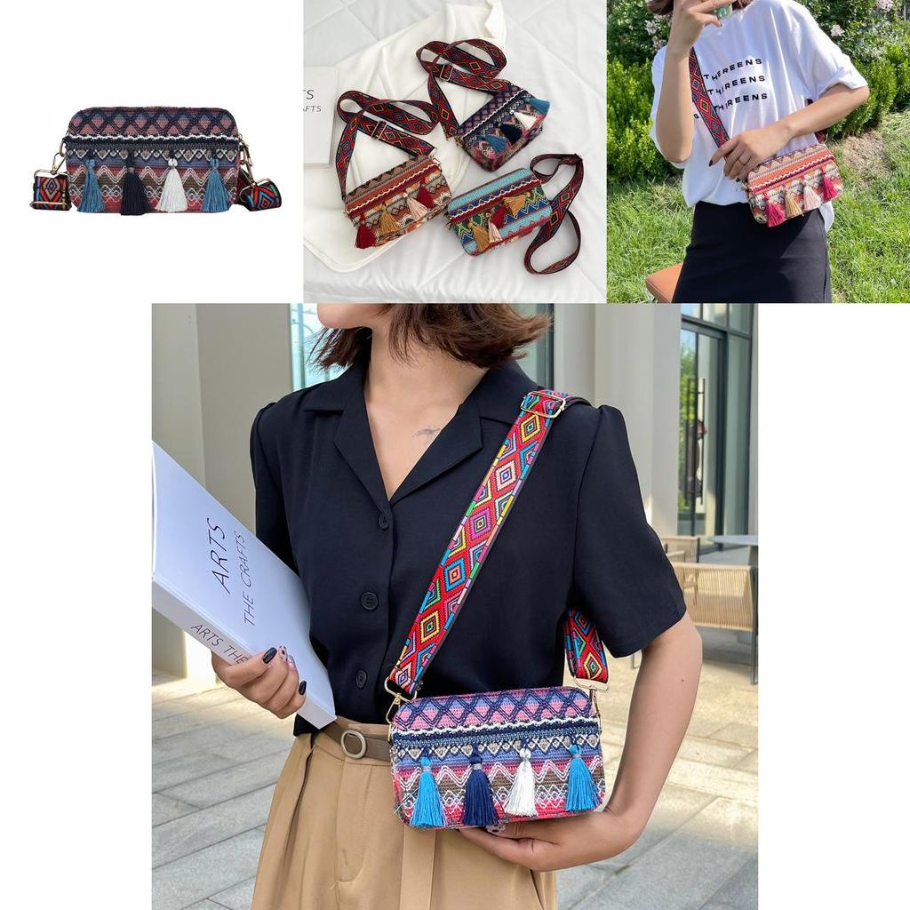 Ethnic Style Small Crossbody Bag For Summer Women With Pu Material And Fringed Design For Casual Travel