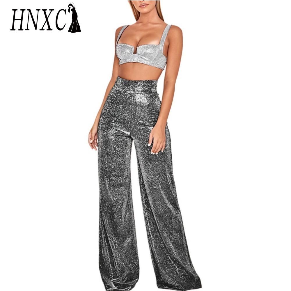 

Женские брюки HNXC Блестящие однотонные Брюки с высокой талией Весна Осень Темперамент Свободные Прямые Брюки с широкими штанинами Повседневная одежда L чёрный