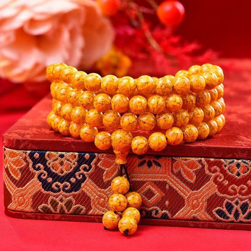 Bestselling Natural Cinnabar 108 Bead Buddhist Rosary Bracelet with High Purple Gold Sand Content