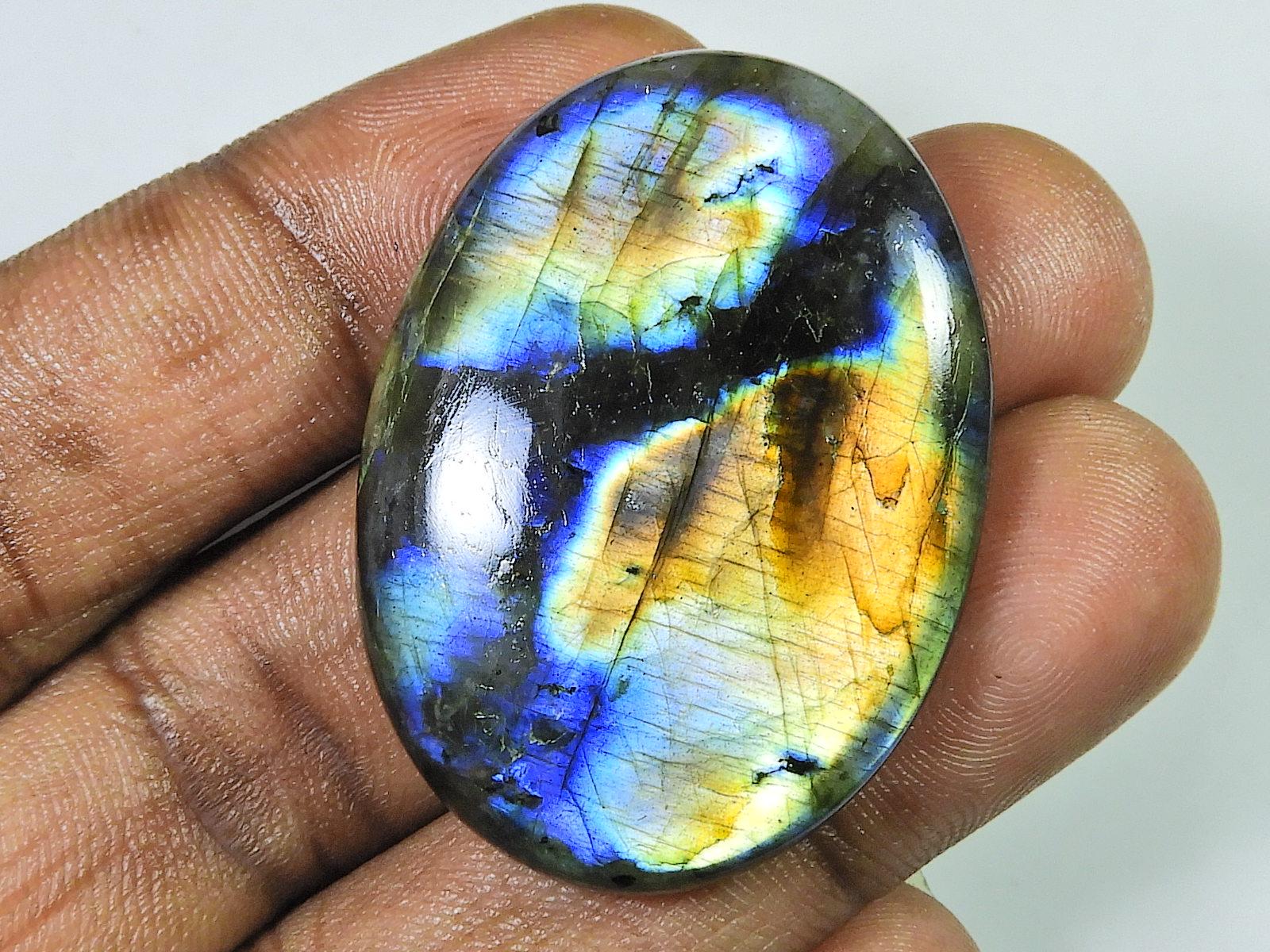 

80Cts. Natural Labradorite Multi Fire Oval Cabochon Loose Gemstone 30X41X7MM SK-1140