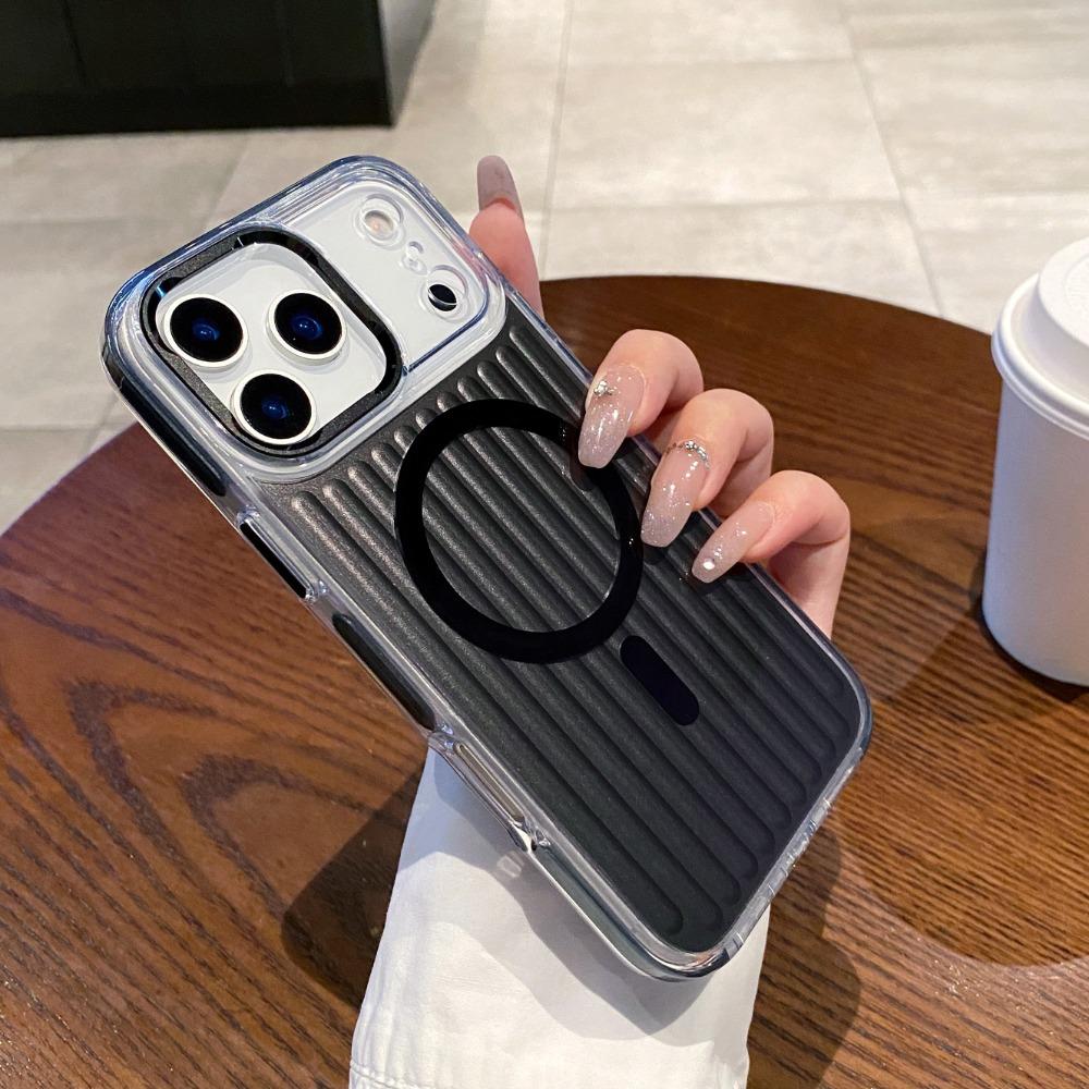 

3D Suitcase Corrugated Stripe Stylish Modern for Magsafe Case for IPhone 17 Air 16 15 14 Pro Max Magnetic Shockproof Cover Fund iPhone Air
