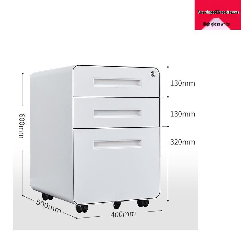 Steel Three-Drawer Mobile Office Cabinet with Lock, Under Desk Storage Solution
