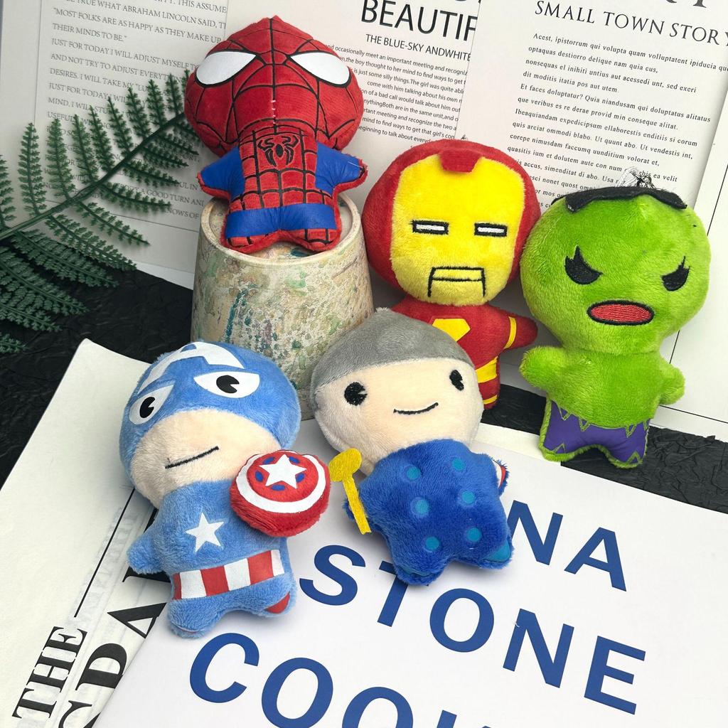 Q Version Avengers Plush Keychain: Captain America & Spider-Man Anime Dolls