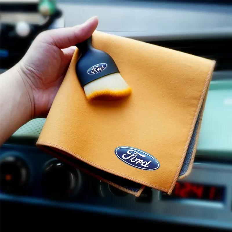 Car Interior Wash Towels Microfiber Rag Cleaning Brush For Ford Ranger S-Max Focus Galaxy Mondeo Transit Tourneo  Ranger