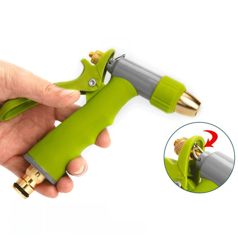 Aluminum Alloy Rubber-Coated High-Pressure Car Wash Water Gun with Nozzle Brush for Gardening and Washing