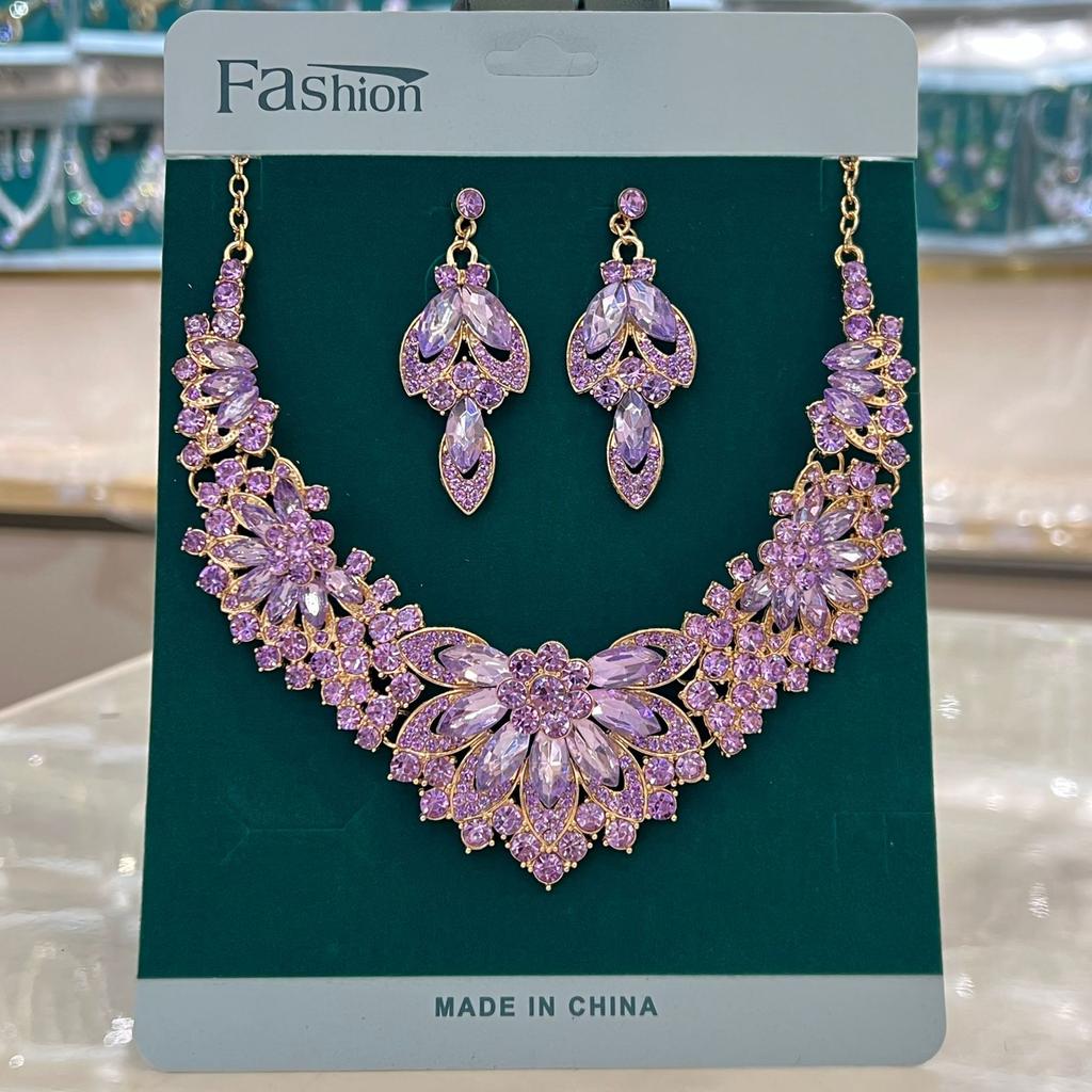 Bridal Necklace and Earrings Set - Colorful  Vintage-inspired  High-end Design Accessories