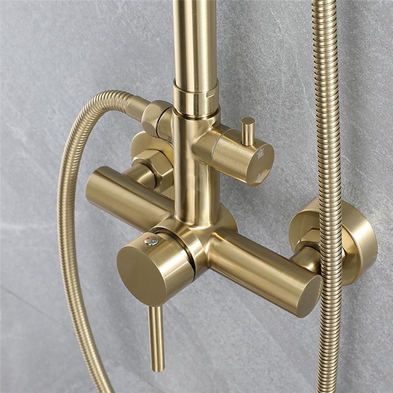 Tuqiu Brushed Gold Bathroom Shower Faucet Set  Bathroom Rainfall Shower Mixer Tap SUS304 Bathroom Shower Faucet Set